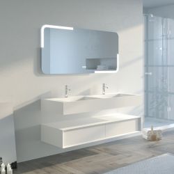 Meuble double vasque salle de bain FLORENTINO 140cm Blanc mat
