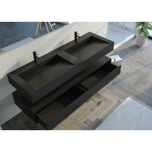 Beau Meuble noir mat de salle de bain FLORENTINO