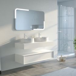 Meuble double vasque salle de bain FABRIANO 1200 Blanc