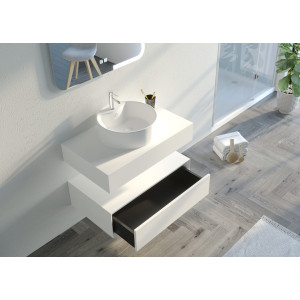 Meuble et large tiroir salle de bain FABRIANO 800 Blanc