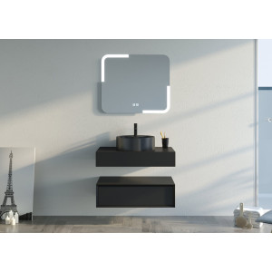 Meuble simple vasque noir mat salle de bain FABRIANO 800