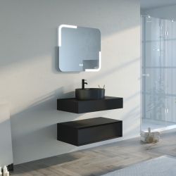 Meuble simple vasque noir mat salle de bain FABRIANO 800