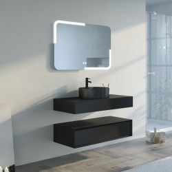 Meuble simple vasque noir mat salle de bain FABRIANO 1000 Noir