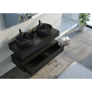 Meuble deux vasques salle de bain FABRIANO 1200 Noir mat