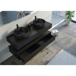 Meuble salle de bain FABRIANO 140cm Noir mat