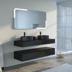 Meuble salle de bain FABRIANO 140cm Noir mat