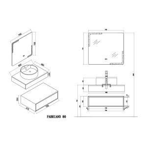 Plan Meuble salle de bain FABRIANO 800 Noir