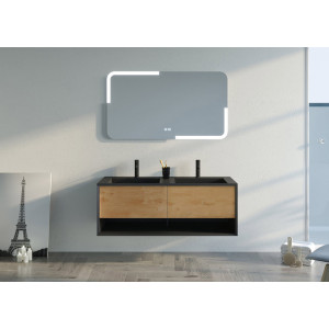 Ensemble Meuble salle de bain PORTOFINO 1200 Noir et Bois Naturel