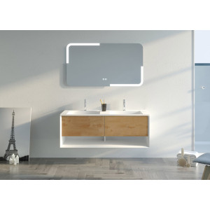 Bel ensemble de salle de bain PORTOFINO 1200 Blanc et Bois Naturel