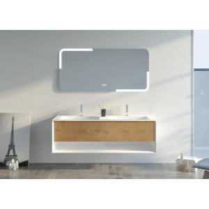 Meuble salle de bain 140cm PORTOFINO Blanc et Bois Naturel