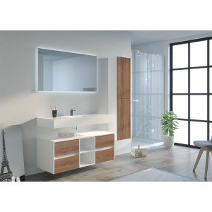 Meuble salle de bain Visenza 1200  Scandinave vintage et Blanc