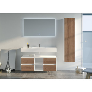 Ensemble complet Meuble salle de bain Visenza 1200  Scandinave vintage et Blanc