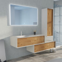 Meuble de salle de bain Avigliano 1200 Bois naturel et blanc