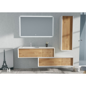 Meuble de salle de bain Avigliano 1200 Bois naturel et blanc