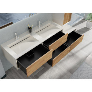 Vue intérieure Meuble de salle de bain Avigliano 1400 Bois naturel et blanc