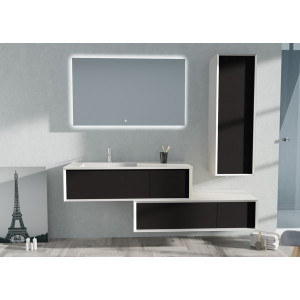 Meuble Design de salle de bain Avigliano 1200 Noir et Blanc