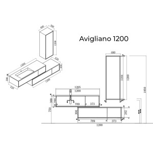 Plan Meuble de salle de bain Avigliano 1200 Bois naturel et blanc