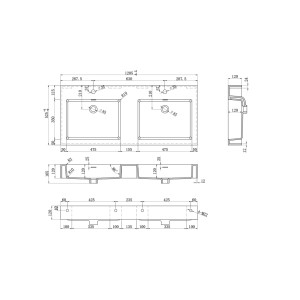 Plan vasques Meuble salle de bain AVELLINO 1200 Blanc