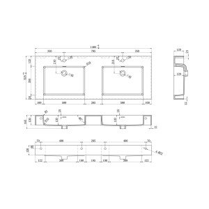 Plan 2 vasques Meuble salle de bain AVELLINO 1400B