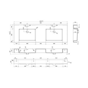 Schéma Meuble double vasque salle de bain AVELLINO 1600B