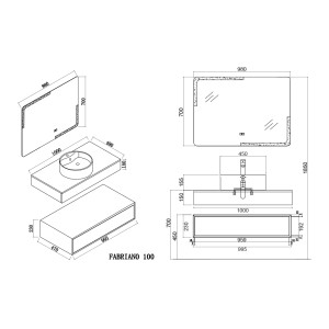 Plan Meuble salle de bain FABRIANO 1000 Noir