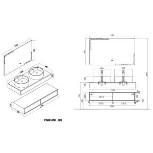 Plan Meuble salle de bain FABRIANO 1200 Noir