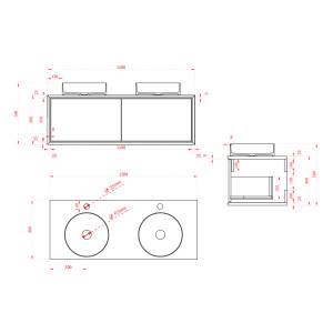 Plan Meuble salle de bain MARUCA 1200 Gris béton et Blanc