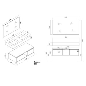 Plan Meuble salle de bain ROMANZA 1200N