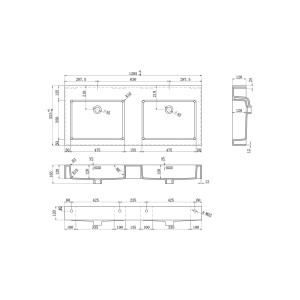 Dimensions  vasques Meuble salle de bain ROMANZA 1200N
