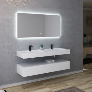 Meuble 2 vasques salle de bain AVELLINO 1400B