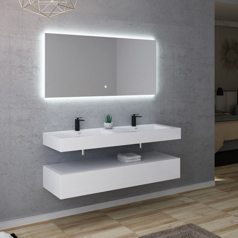 Meuble 2 vasques salle de bain AVELLINO 1400B
