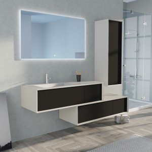 Meuble Design de salle de bain Avigliano 1200 Noir et Blanc