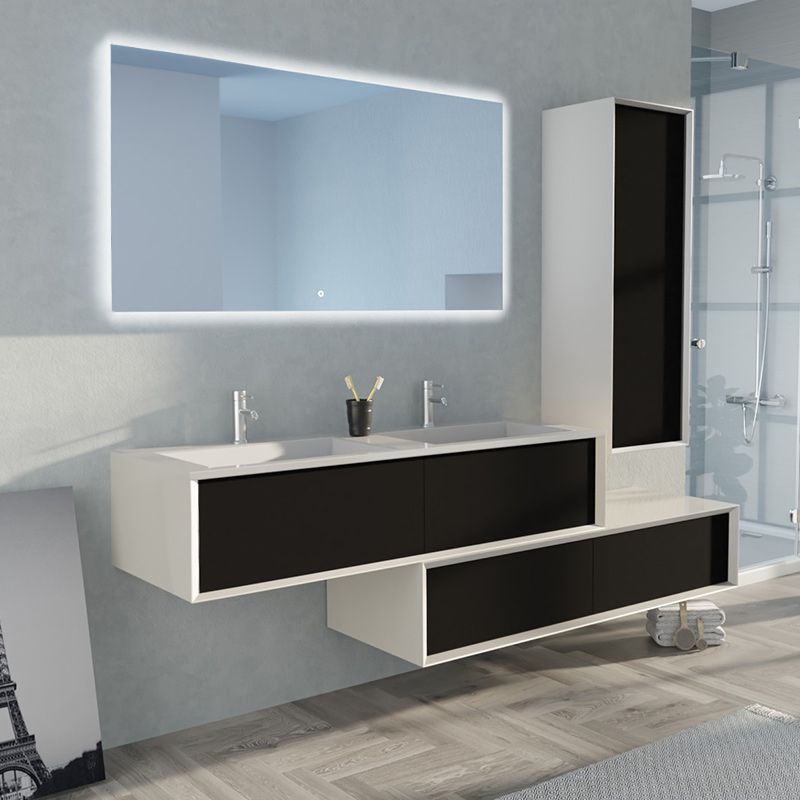 Meuble de salle de bain Avigliano 1400 Noir et Blanc