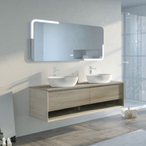 Beau Meuble salle de bain double vasque SANZA 1600 Scandinave