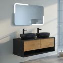 Meuble salle de bain SANZA 1200 Noir et Bois naturel