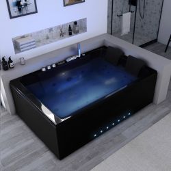 Baignoire balnéo rectangulaire Santa-Ana Black 42 jets garantie 5 ans