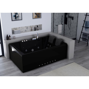 Baignoire balnéo rectangulaire Belize Black Gauche 32 jets