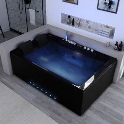 Baignoire balnéo rectangulaire Santa-Ana Black 42 jets garantie 5 ans