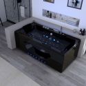 Baignoire balnéo noire rectangulaire Caïman Black 32 jets Whirlpool
