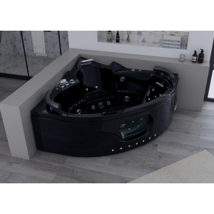 Baignoire balnéo à hublot Corleone Black 48 jets
