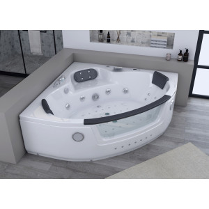 Baignoire Balnéo d'angle 2 places Brésilia 44 jets avec hublot