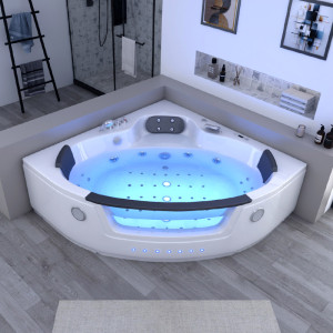 Baignoire Balnéo d'angle 2 places Brésilia 44 jets avec hublot