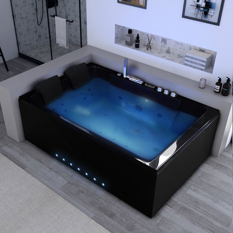 Baignoire balnéo rectangulaire Belize Black Gauche 32 jets