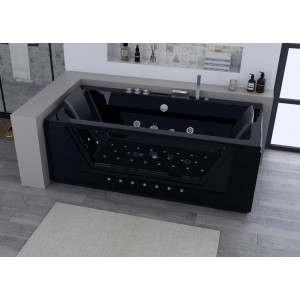 Baignoire balnéo rectangulaire Palamos Black 32 jets