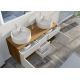 rangements et ouvertures Meubles salle de bain VENEZIA Bois Naturel et Blanc mat