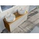 Meubles double vasque blanc mat salle de bain VENEZIA Bois Naturel et Blanc mat