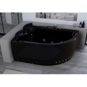 Baignoire balnéo asymétrique Maori Black et droite 32 jets