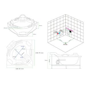 Schéma baignoire balnéo d'angle Love story 42 jets Whirlpool
