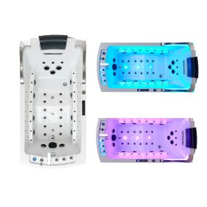 Baignoire balnéo rectangulaire Droit Inox 68 jets Whirlpool