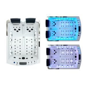 Baignoire balnéo rectangulaire Duo Droit Inox 68 jets Whirlpool